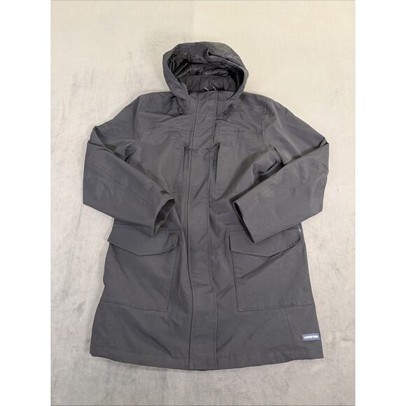 Lands End Waterproof Windproof Hooded Squall Jacket Sz Lg 14-16 Anti-Static BLK - Picture 1 of 16